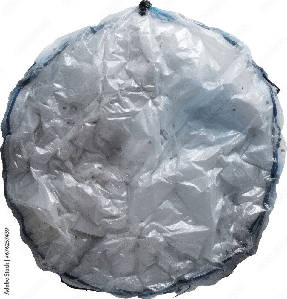Fototapeta premium Abstract planet shape made from a plastic bag and tape. Global warming.