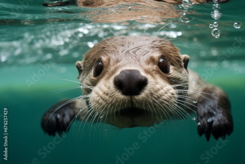 Close-up of an otter swimming underwater © Moonpie