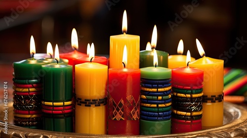 Kinara candles for Kwanzaa celebration.
