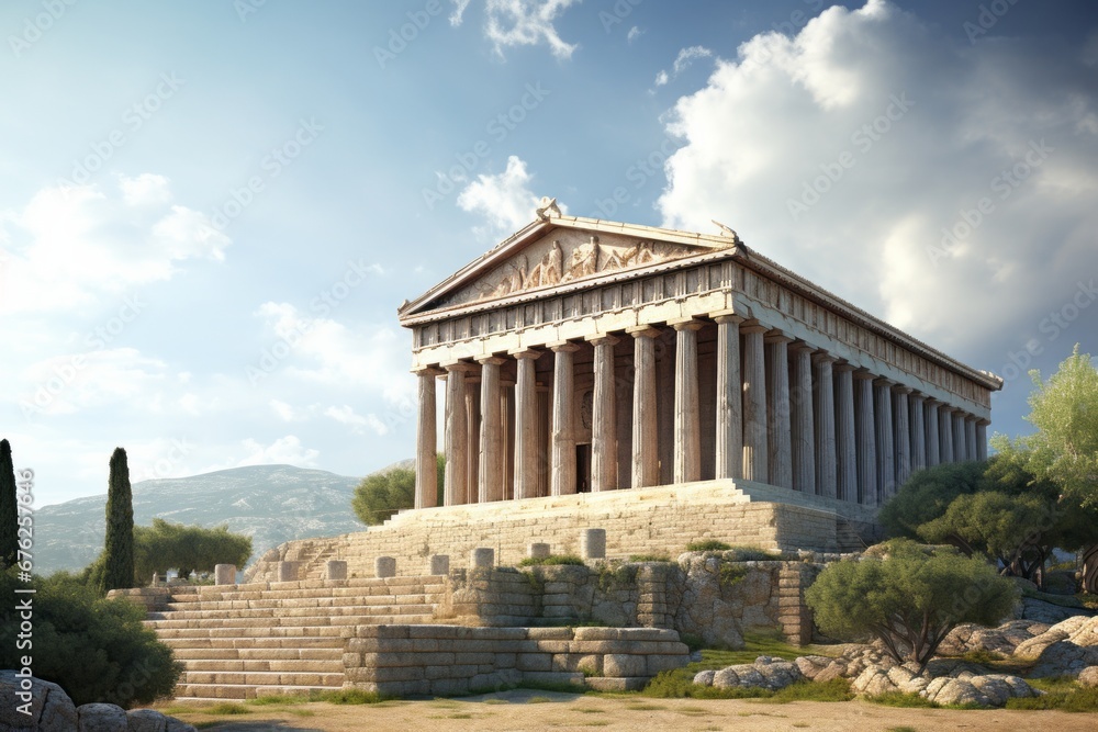 Ancient Greek temple with white columns
