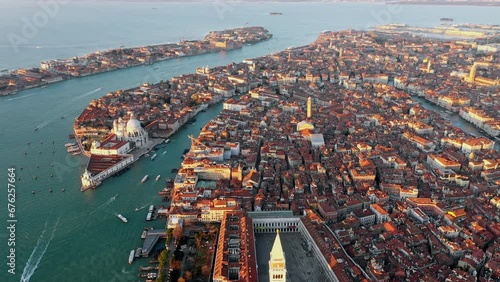 Aerial view of St Mark's square and old town, Venice, Italy photo