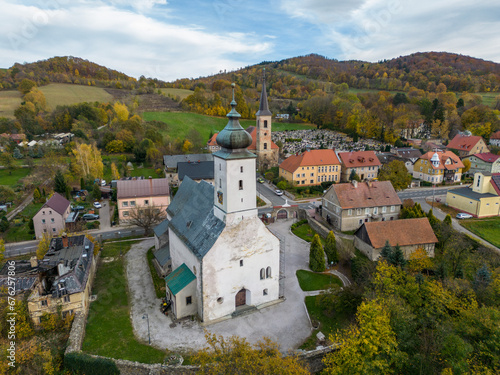 The town of Wojcieszów in the Kaczawa Mountains, Poland