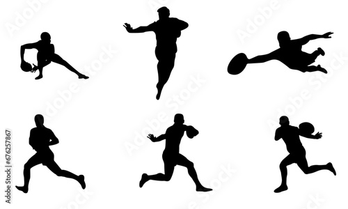 rugby silhouettes set
