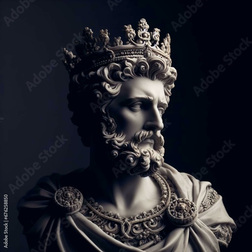 A statue of a man with a crown on his head, AI generated