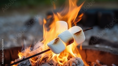 white marshmallow on a stick roasting over a fire, hike, forest, food, sweets, tourism, camping, outdoor recreation, camp kitchen, travel, baked, melted, delicious dessert, scout, hot, green