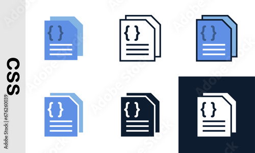 css illutration icons set. Simple css icons used web development.
