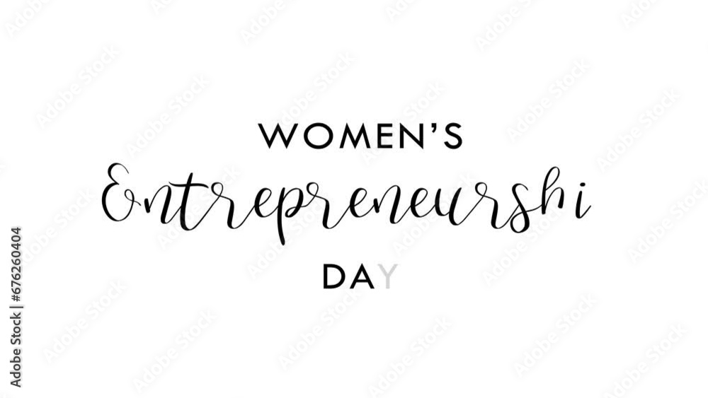 Womens Entrepreneurship Day Text Animation on black Color. Great for banners, social media feed wallpaper stories, and Women's Entrepreneurship Day celebrations. Womens Entrepreneurship Day Text Animation on black Color. Great for banners, social media feed wallpaper stories, and Women's Entrepreneurship Day celebrations.