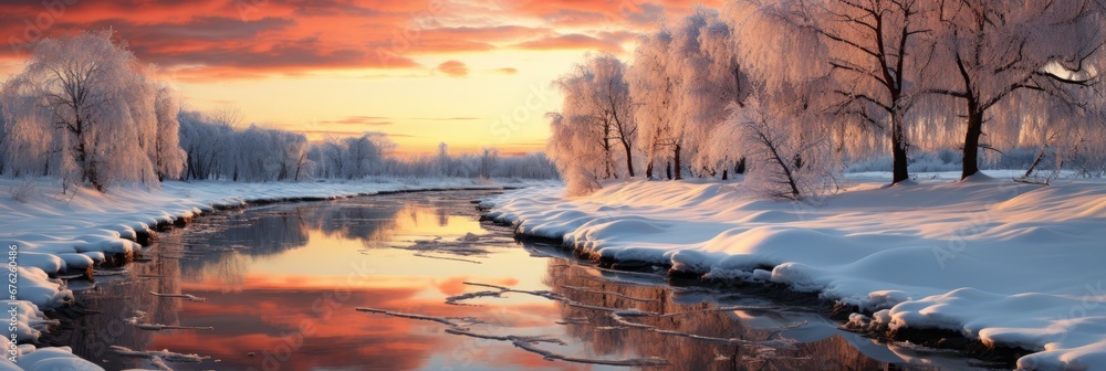 Winter Sunrise On Beauty Snow Landscape , Background Image For Website, Background Images , Desktop Wallpaper Hd Images