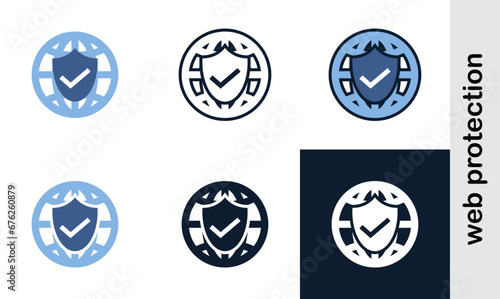 web protection illutration icons set. Simple web protection icons used web development.