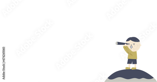 望遠鏡で遠くを見る男の子のアイキャッチ画像