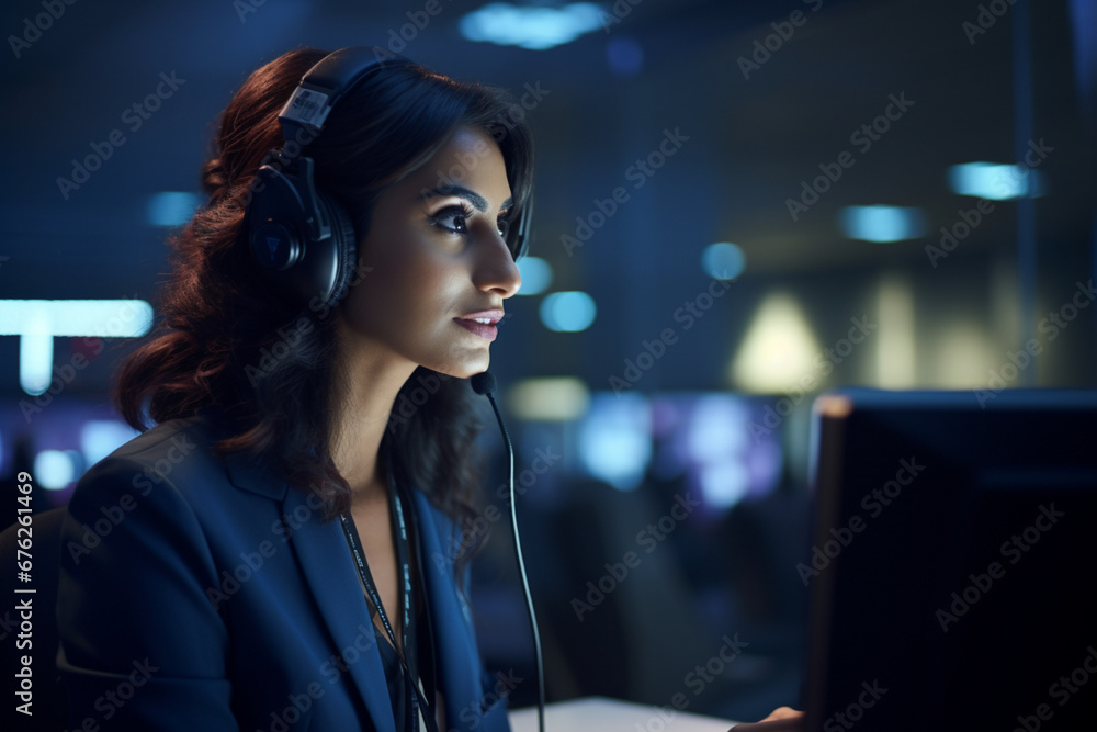 Shot of a female agent working in a call centre Shot of a female agent working in a call centre