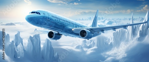 Aerial View Airplane Blue Snow Covered , Background Image For Website, Background Images , Desktop Wallpaper Hd Images