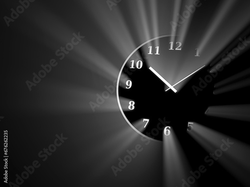 Time. Glowing clock. 3d rendering image