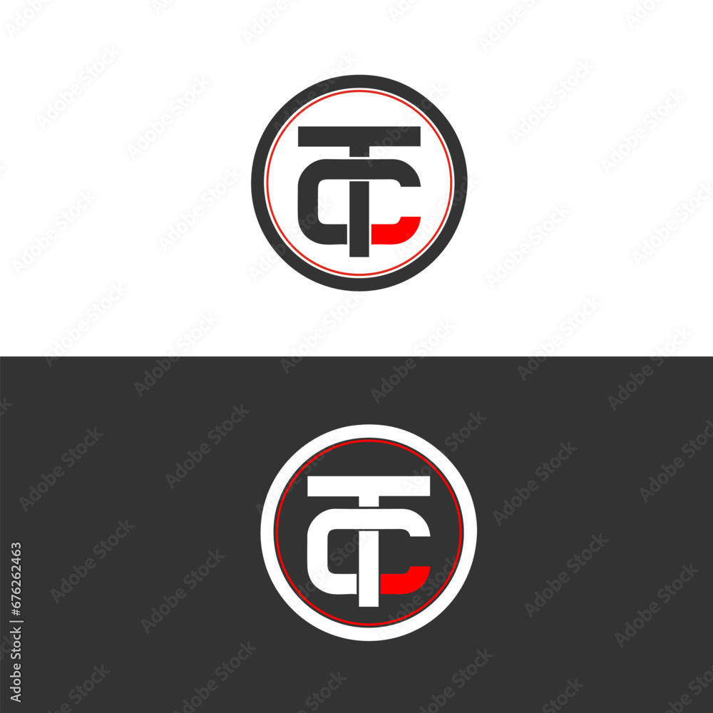 Obraz premium TC logo. T C design. White TC letter. TC, T C letter logo design. Initial letter TC linked circle uppercase monogram logo.