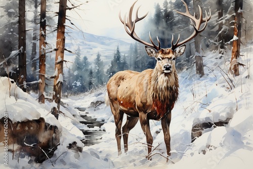 deer in the snow