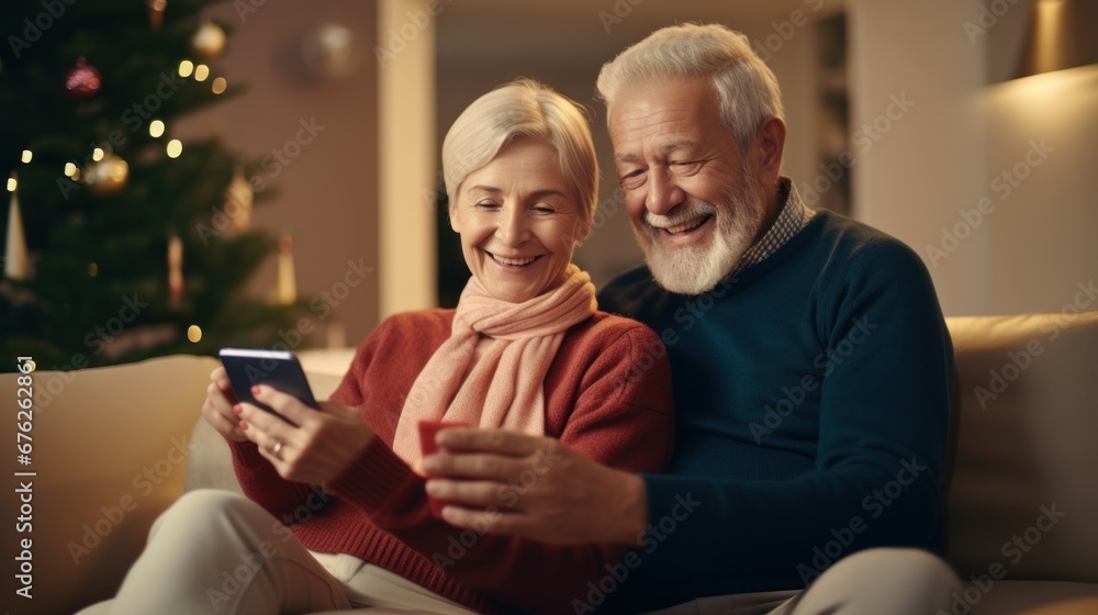 Happy senior using smartphone to shopping online, super sale on black friday, payment with credit card or payment app, cashless society and digital lifestyle. 
