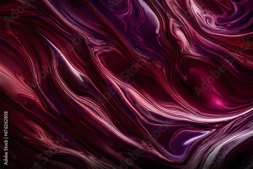 Liquid maroon and intense violet creating an abstract liquid display.