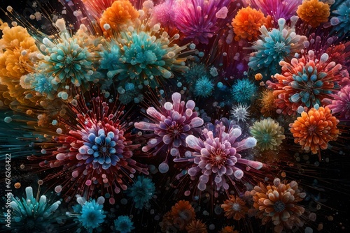 Explosive bursts of color frozen in time.