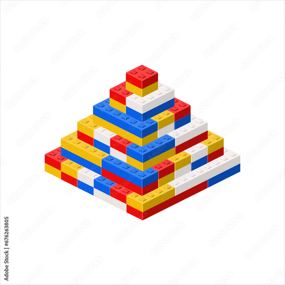 Fototapeta premium Colored step pyramid made of plastic blocks. Vector