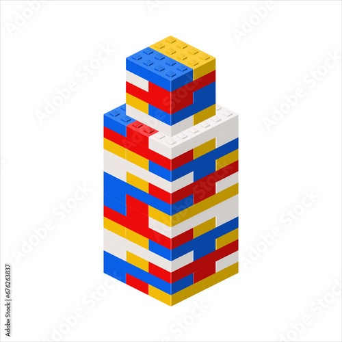 Imitation of a skyscraper made of plastic blocks. Vector