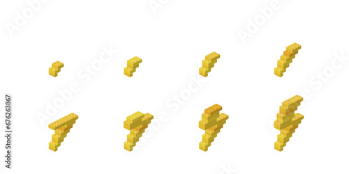 Step by step construction of the lightning icon. Vector