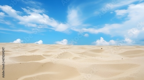 Sandy Desert Horizon  Low Angle View with Clear Blue Skies