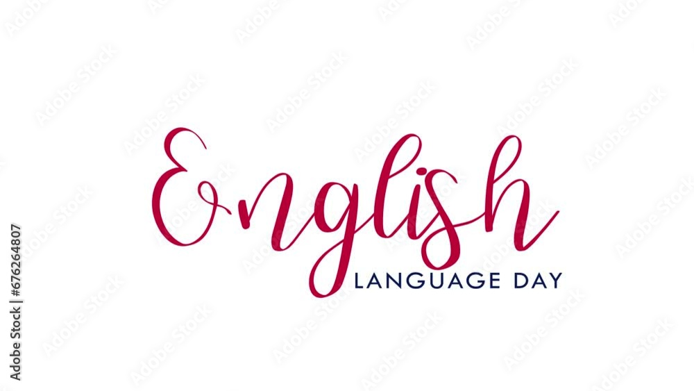 English Language Day Text Animation. Great for English Language Day Celebrations, lettering with white background, for banner, social media feed wallpaper stories English Language Day Text Animation. Great for English Language Day Celebrations, lettering with white background, for banner, social media feed wallpaper stories