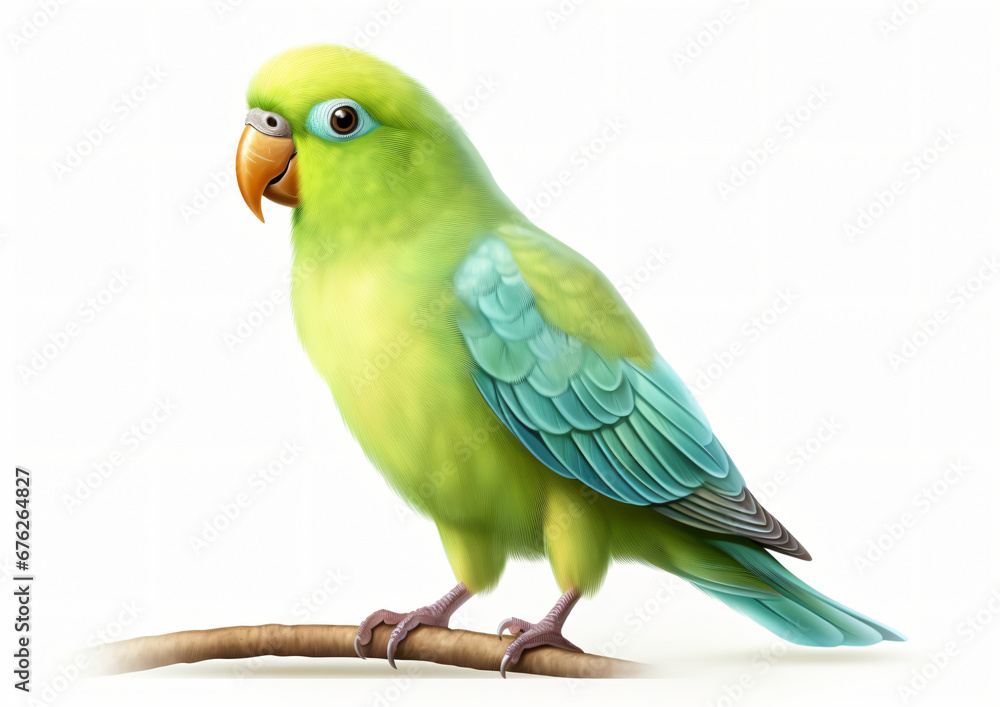 Parroted Parrot isolated on white background.