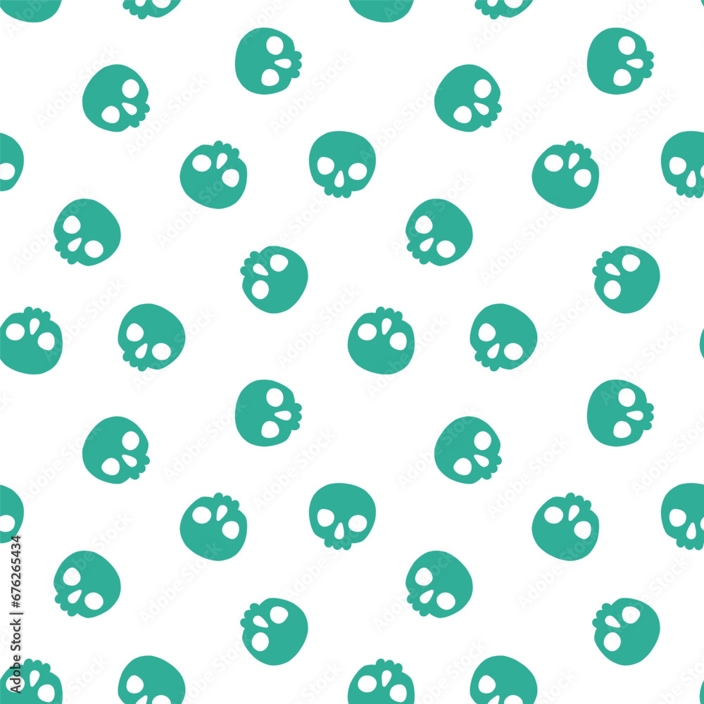Seamless pattern with green halloween skulls Seamless pattern with green halloween skulls