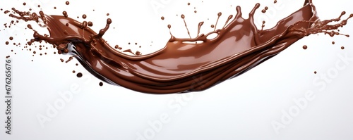 Chocolate splash design element on white background Generative AI 