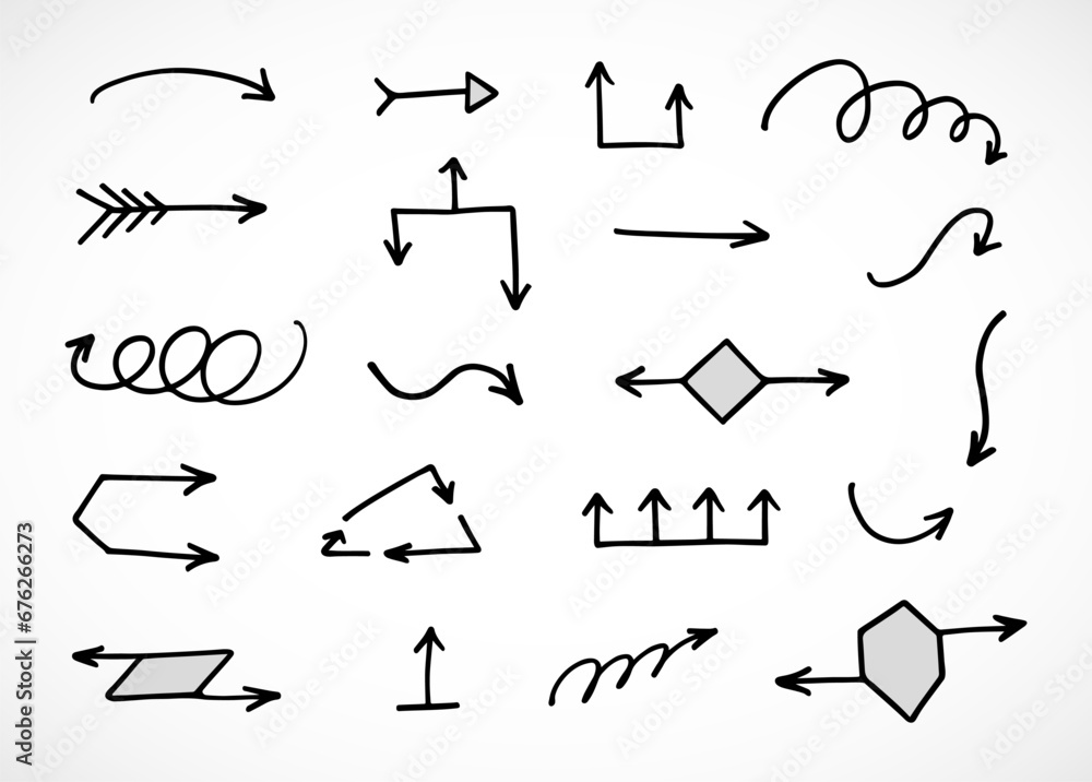 Vector set of hand drawn arrows, elements for presentation Vector set of hand drawn arrows, elements for presentation