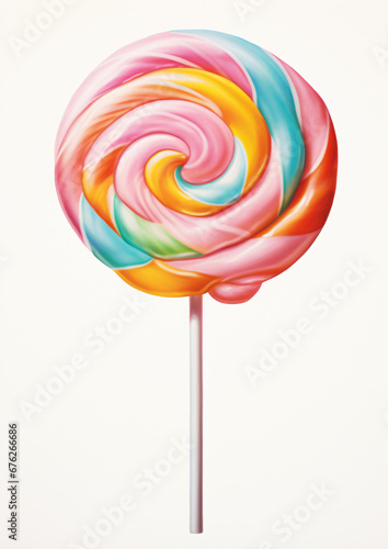 Perfectly detailed pastel lollipop photorealism isolated on white background