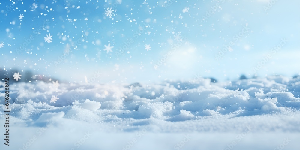 Fototapeta premium Winter's Magic, Snow Falling Background for Festive Themes