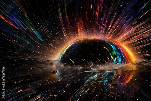 Prismatic bursts of liquid rainbows exploding in an obsidian universe.