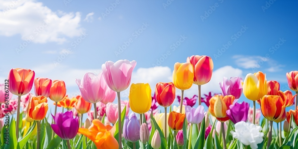 Vivid Tulip Meadow, A Captivating Floral Environment for Designers