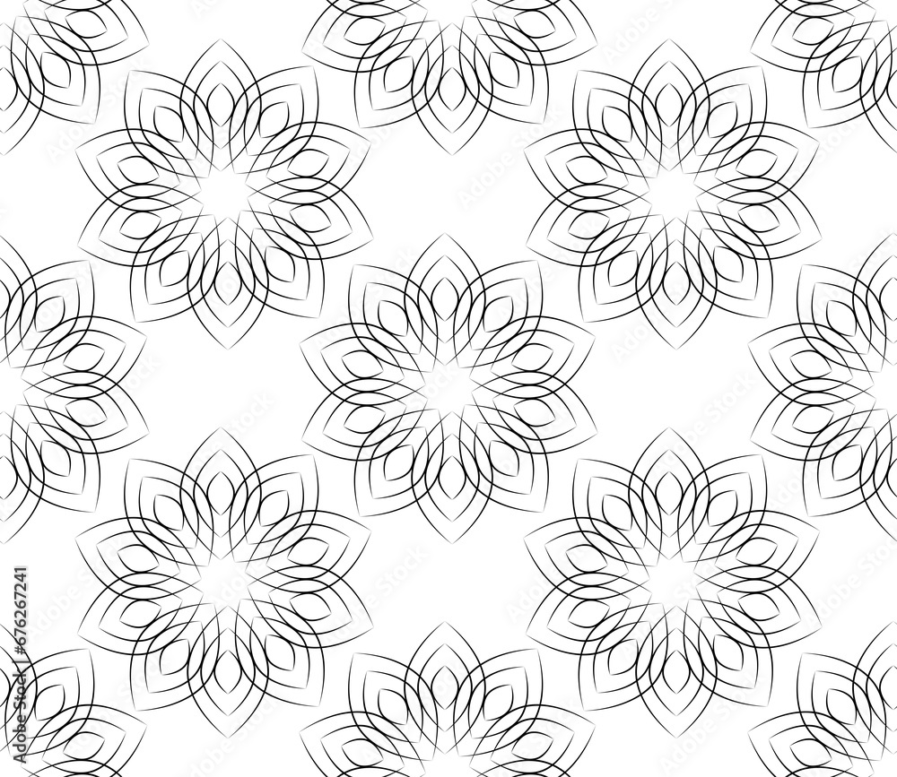 Seamless abstract pattern. Geometric background with flowers. Seamless abstract pattern. Geometric background with flowers.