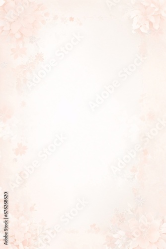 Design elements on a basic pink paper texture background. Background for party, birthday, wedding or graduation invitation card in white color with floral elements in soft art style. Generative Ai.