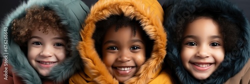 Winter Portrait Happy Children Wearing Knitted , Background Image For Website, Background Images , Desktop Wallpaper Hd Images