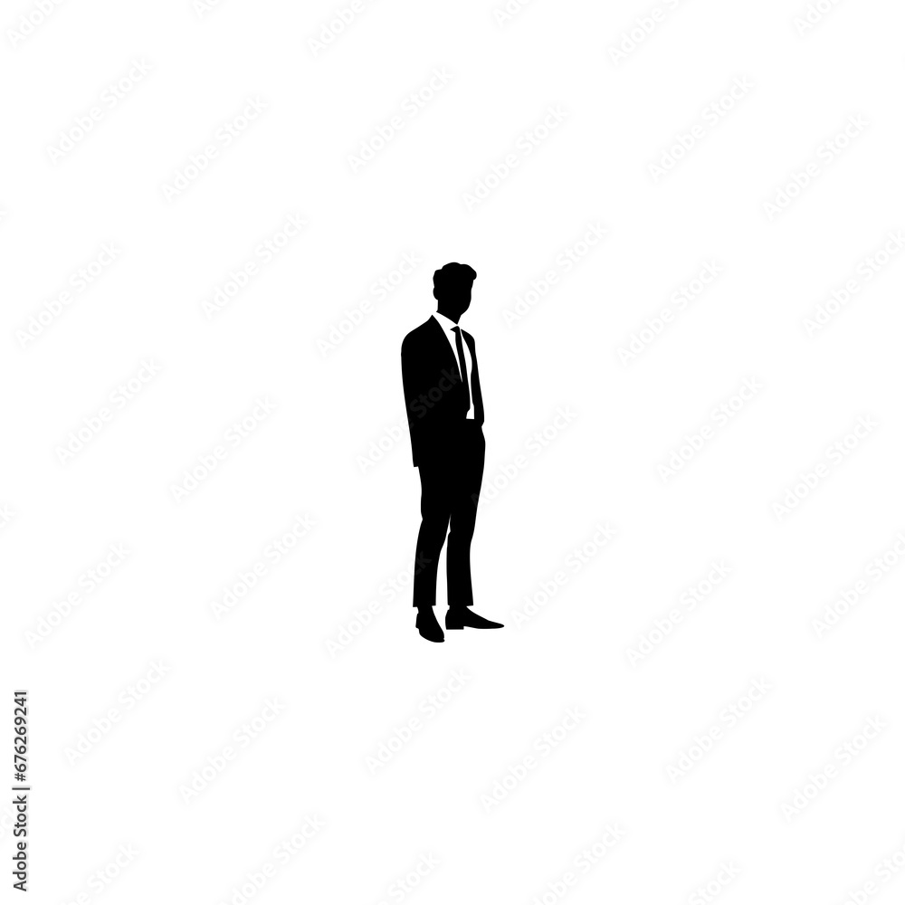 Business man icon. Businessman icon. Silhouette of a man in a business suit isolated on white background Business man icon. Businessman icon. Silhouette of a man in a business suit isolated on white background