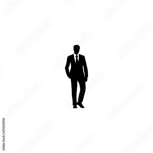 Business man icon. Businessman icon. Silhouette of a man in a business suit isolated on white background