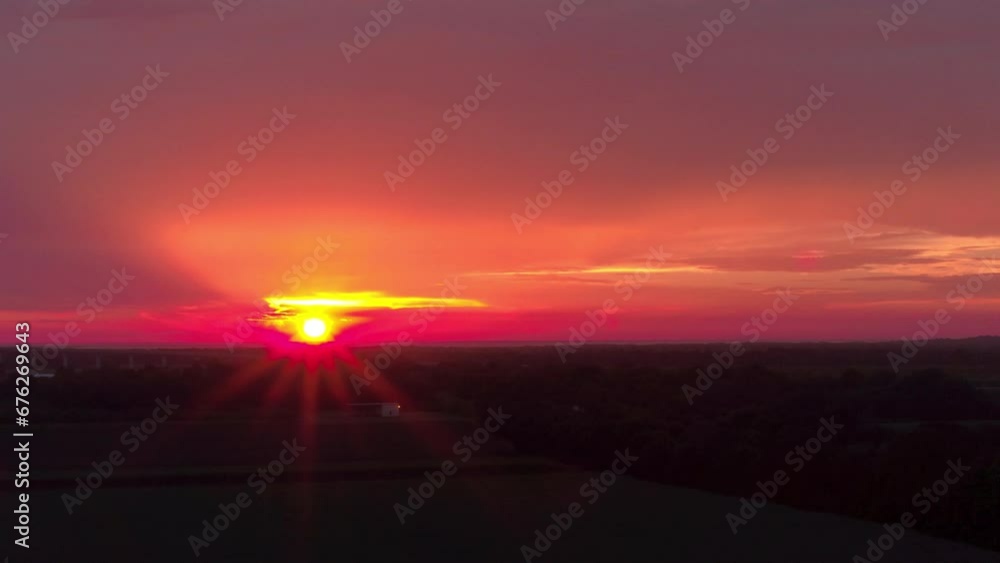 Aerial Beautiful View Of Tranquil Meadow Landscape, Drone Flying Forward Under Dramatic Clouds During Sunset - Bayou, Louisiana Aerial Beautiful View Of Tranquil Meadow Landscape, Drone Flying Forward Under Dramatic Clouds During Sunset - Bayou, Louisiana
