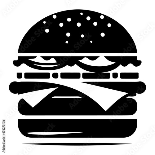 Burger vector silhouette illustration, Burger Food vector, Restaurant Burger silhouette illustration black color