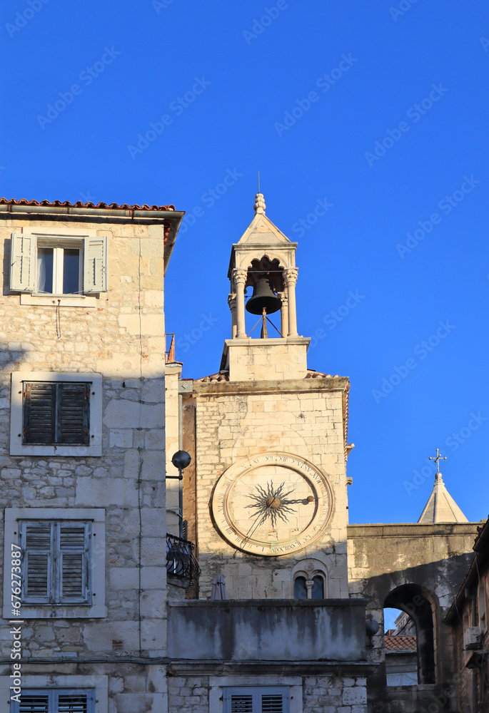 City Clock tower at People's Square (Pjaca) in Split, Crotia