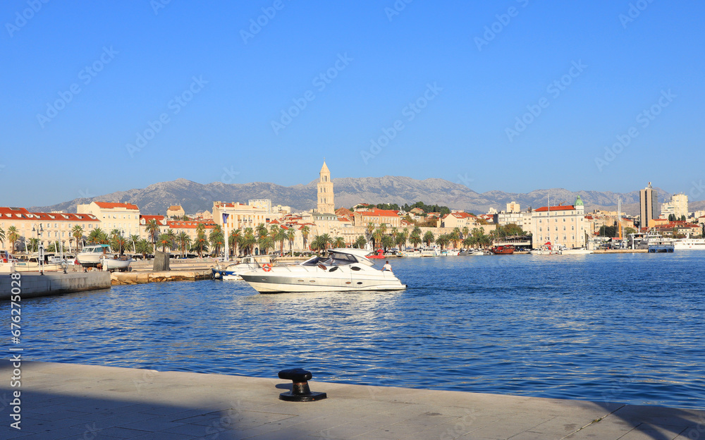 View of the embankment in the old town of Split, Dalmatia, Croatia