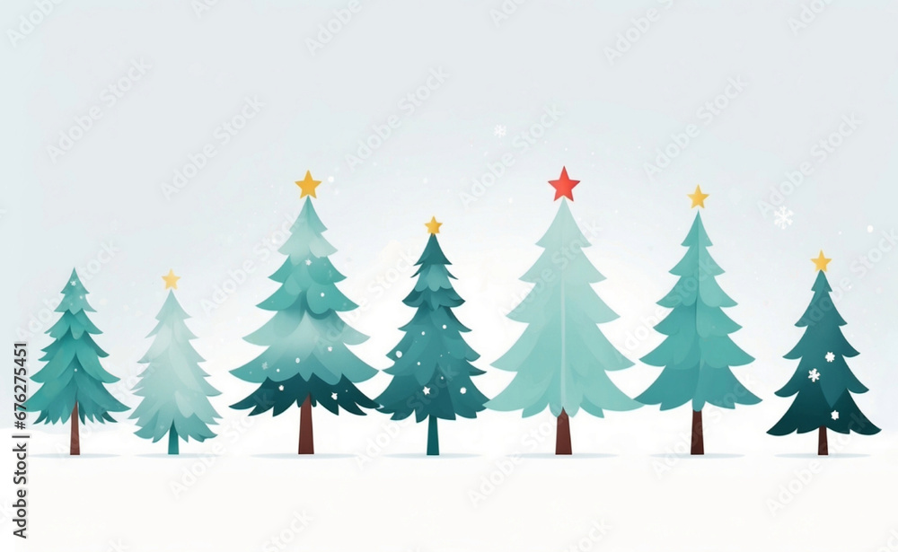 雪景色のクリスマスツリー丨AI画像