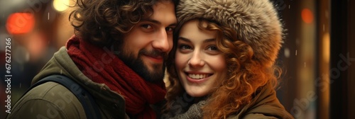 Romantic Couple Tourists Dressed Warm Winter , Background Image For Website, Background Images , Desktop Wallpaper Hd Images