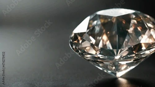 Spinning big shiny glowing diamond in black background Seamless Looping 4k