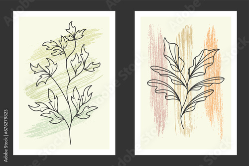 A set of hand-drawn paintings for interior design of premises. Minimalist designs for prints, paintings, posters and creative ideas