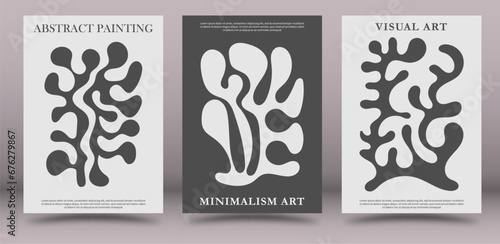 A set of paintings of abstract fine art. A minimalist design layout for interior creativity, banners, posters and creative ideas. Artistic illustration of wall paintings and prints