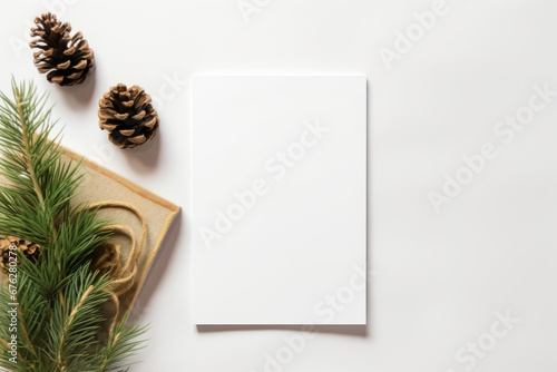 Christmas holiday greeting card mockup with boho elements. Generative AI